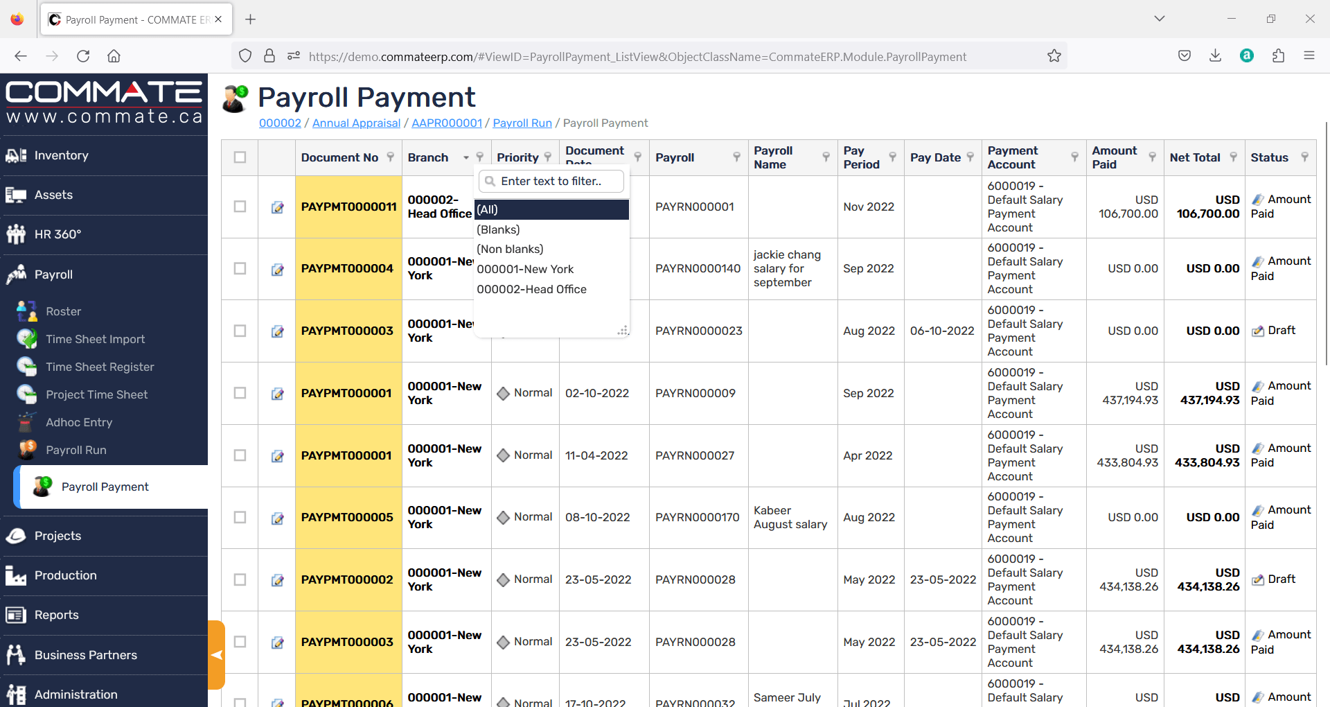 Payroll by Site