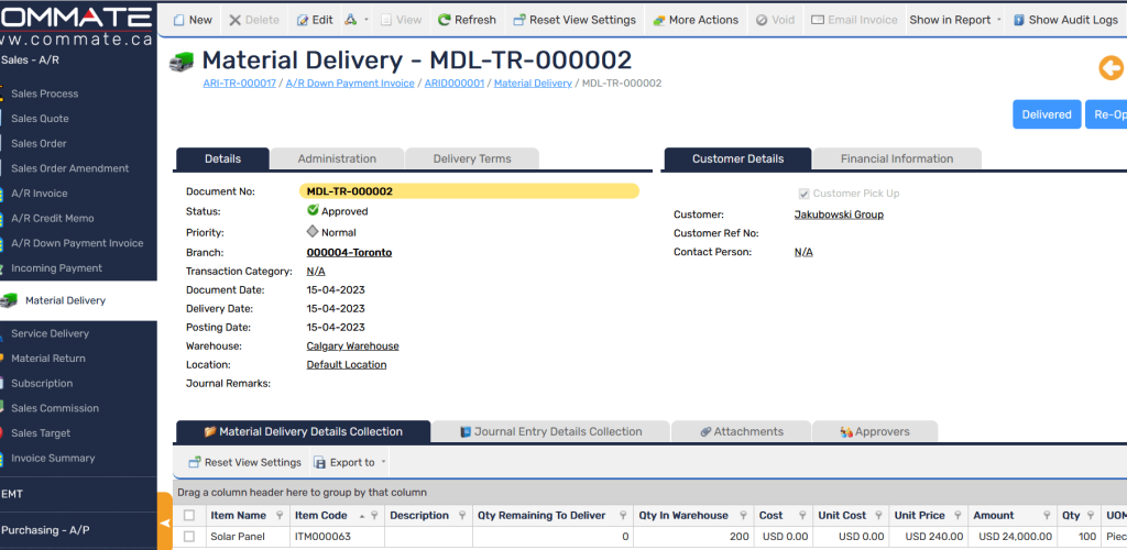 Material Delivery