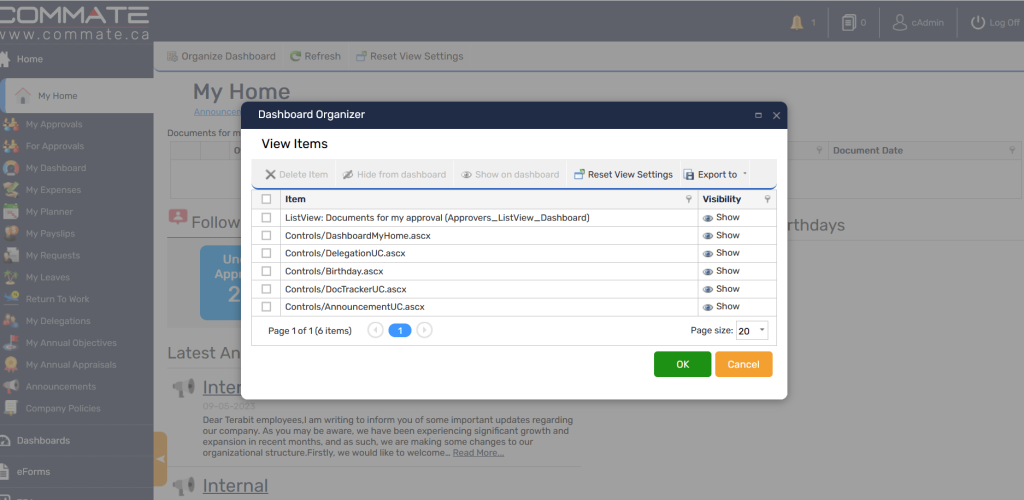 Personalised Dashboard