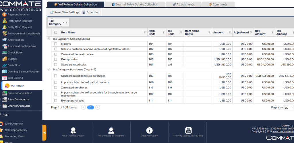 VAT Return report with Detailed Transactions